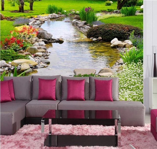 کاغذ دیواری زیبای سه بعدی اتاق پذیرائی