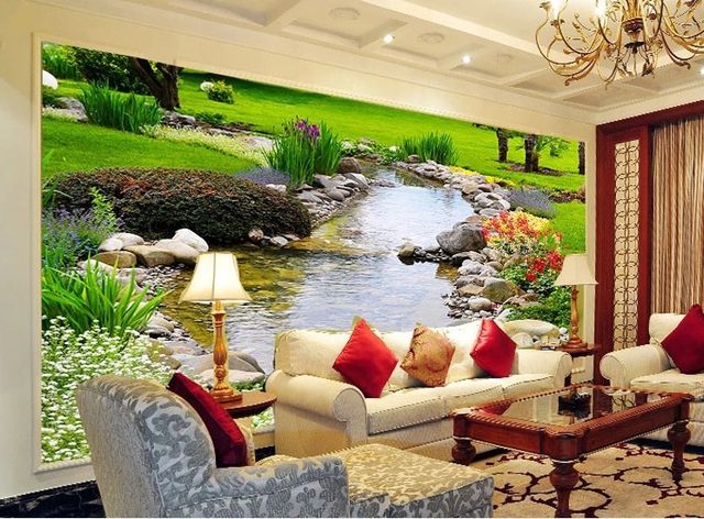 کاغذ دیواری زیبای سه بعدی اتاق پذیرائی